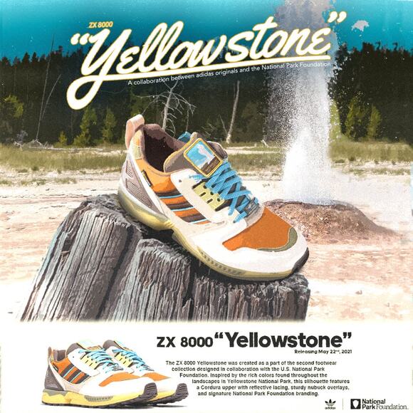 Adidas National Park Foundation zx8000 "Yellowstone" Tribute Sneaker - Picture 1 of 6